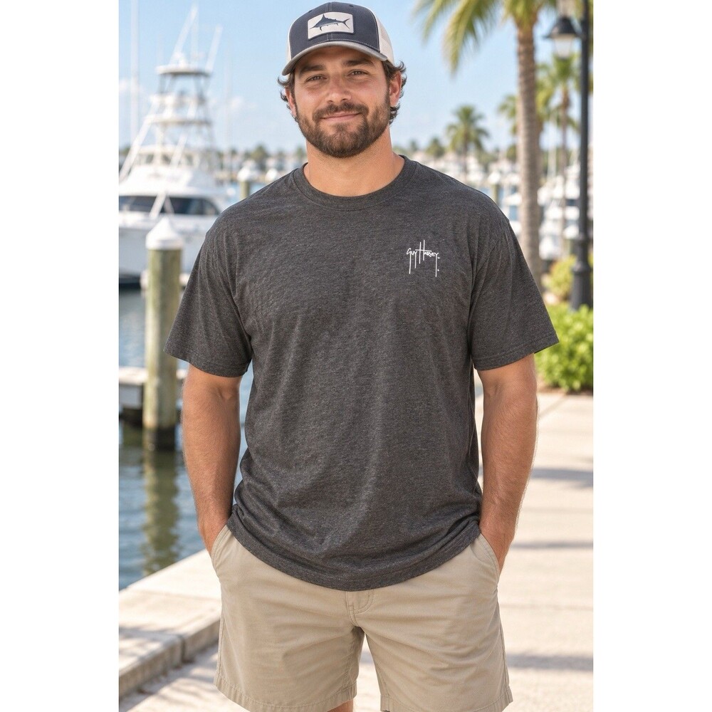 Guy Harvey Originals Marlin Billfish T Shirt Mens 2XL Gray Fishing Tee Florida